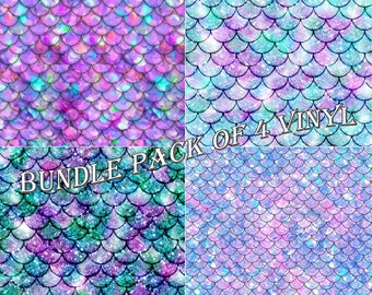 Vinyl Boutique Shop Mermaid Patterns Vinyl Sheets Heat Transfer Vinyl Patterned Vinyl Adhesive Patterned Vinyl BUNDLE PACK-C Pack of 4