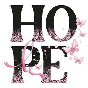 SUBLIMATION TRANSFER Ready to Press Hope Cancer Awareness October Breast Cancer Leopard Month T-shirt Transfer