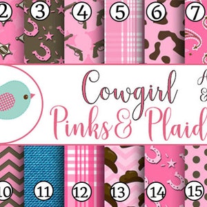 Cowgirl Pinks and Plaids Spurs, Cow Vinyl Sheet Print Adhesive Vinyl Heat Transfer Craft Vinyl Pattern Vinyl Vinyl Sheets Outdoor