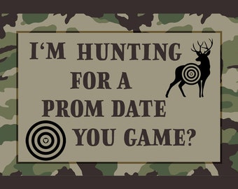 I'm Hunting for a Prom Date, You Game? Prom Proposal Sign, Personalized Prom Poster, Ask Date to Dance, Printable High School Prom Display