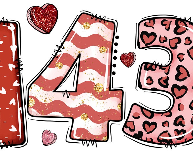 SUBLIMATION TRANSFER Ready to Press Happy Valentine's Day 143 Love ...