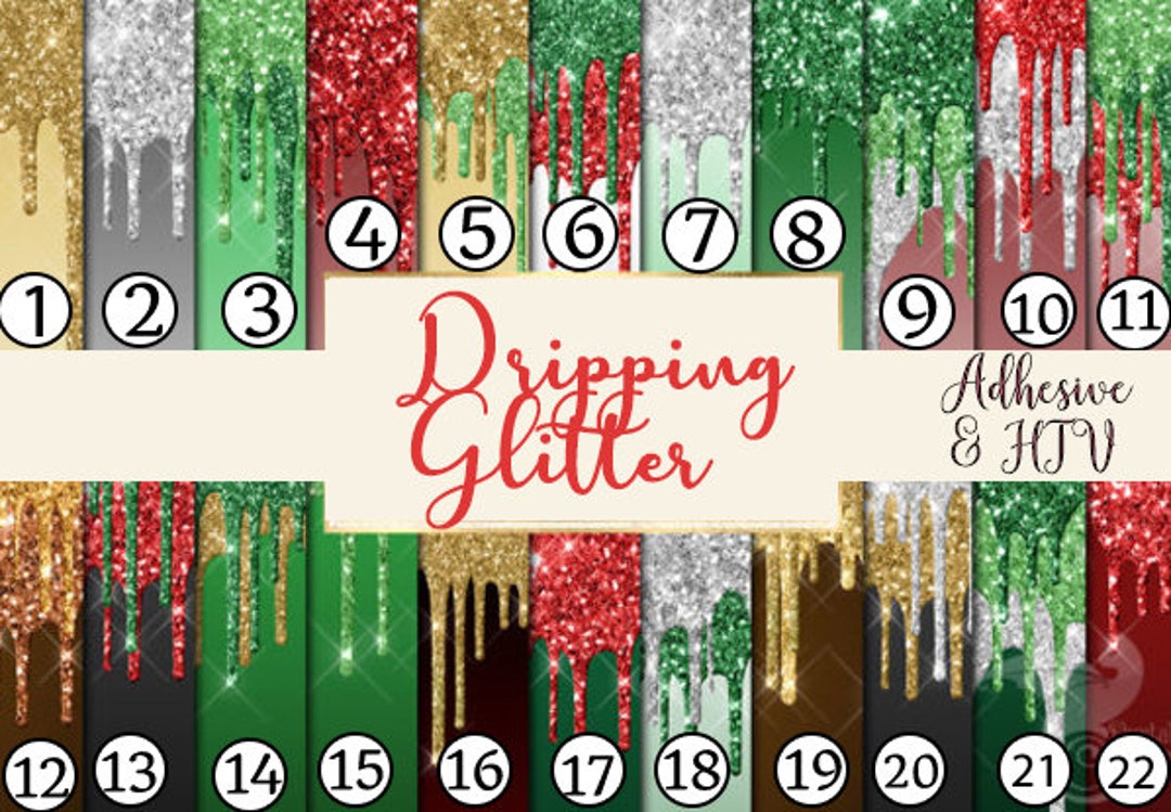 Dripping Glitter Faux Christmas Glitter Stripes Reds Greens Print ...