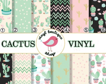 Cactus Vinyl Sheet Geometric Print Adhesive Vinyl Heat Transfer Craft Vinyl Pattern Vinyl Vinyl Sheets Outdoor Vinyl Sheets