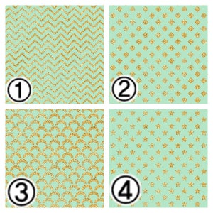 Craft Vinyl Patterned Vinyl Vinyl Print sheet size12"x12'' Heat Transfer Vinyl Vinyl Sheet Mint and Gold Faux Glitter Vinyl SKU 0177