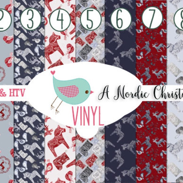 A Nordic Christmas Horse Deer HTV Tshirt Vinyl Adhesive Vinyl Heat Transfer Craft Pattern Vinyl - Vinyl Sheets