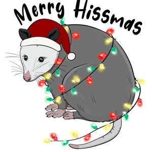 SUBLIMATION TRANSFER Ready to Press Merry Hissmass Possum Merry Christmas Sublimation t-shirt Transfer