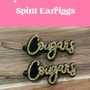 Mascot Earrings, Game Day, Spirit Earrings, Custom Team Colors, Two-Layered Acrylic Sports Fan Jewelry, School Pride, Teacher Appreciation