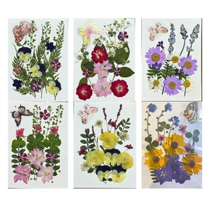 Fleurs séchées pressées avec papillon I Décoration florale I Fleurs séchées en résine faites main I Feuilles de fougère séchées I Décoration de mariage