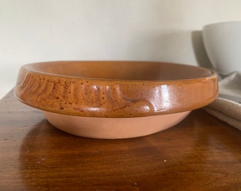 Vintage French Rare Large  Grespots Digoin casserole dish, caramel colored glazed stoneware baking tray