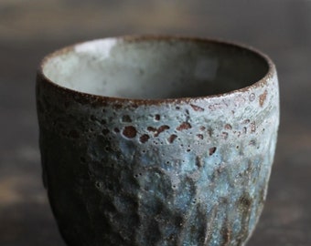 Coffee mug without handle, ceramic mug turquoise