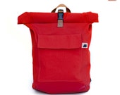 ROLLTOP Duffel Backpack ( Red Drill with Black PVC) - Rucksack - Sack Bag - Riding Bag - Men's Bag - Laptop Bag