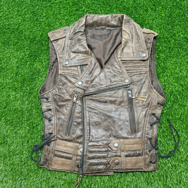 Handmade Sheepskin Brown Leather Vest | Fashion Vest
