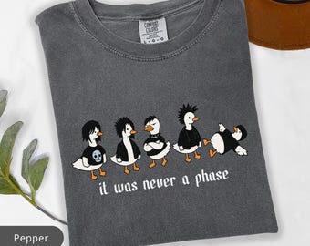 It Was Never A Phase Shirt Emo Duck Graphic Tee, Elder Emo Aesthetic Shirt, Alternative Punk Cute Duck Tee, Comfort Colors Oversized Shirt