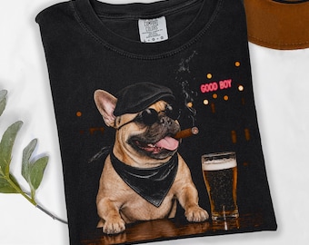 Funny French Bulldog Shirt, Cool Frenchie Graphic Tee, Dog Meme T-Shirt, French Bulldog Lover Gift, Good Boy Beer Dog Tee, Sarcastic Pet Tee
