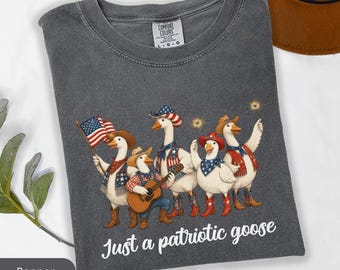 Funny Patriotic Goose Shirt, American Cowboy Goose Tee, 4th of July Goose Shirt, USA Country Freedom Shirt, Goose Lover Gift, Comfort Color