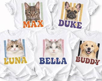Personalized Pet Portrait Shirt, Custom Cat Dog Face Tee, Comfort Colors Pet Mom Gift, Fur Baby Shirt, Custom Pet Name Shirt