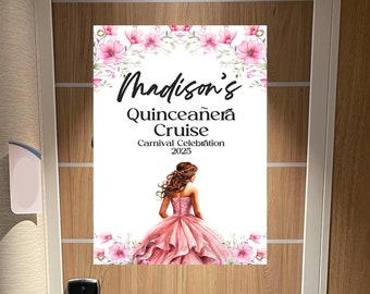 Quinceamaßa Cruise Türbanner, Geburtstagskreuzfahrt Türdekoration, Mis Quince Crucero, Kreuzfahrtbanner, Kreuzfahrtdekoration, personalisierte Kreuzfahrtbanner
