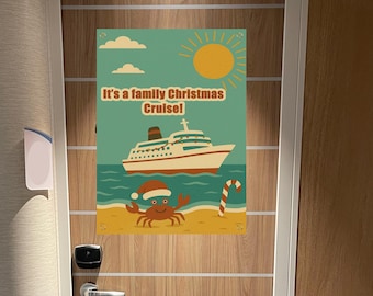 Pancarta de crucero navideña, pancarta para puerta de crucero, decoración de puerta de crucero, pancarta de crucero navideña, pancarta de crucero personalizada