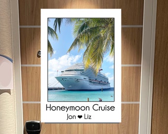 Baner na rejs poślubny, baner na drzwi rejsu, dekoracja drzwi rejsu, dekoracja baneru Crucero, znak na drzwi rejsu, spersonalizowany baner rejsu