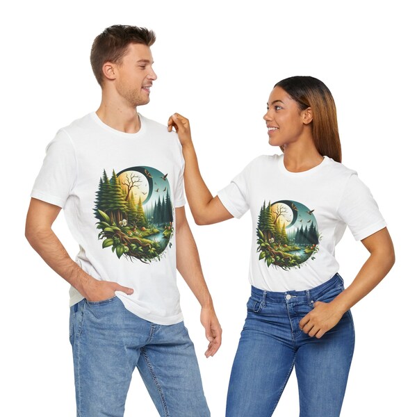 Moonlit Forest Harmony T-Shirt / Tee-shirt, Animal lover shirt, Vegan shirt, Cruelty-free, Natures Harmony, Moon Glow, Peace