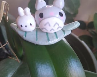 Totoro figure: handmade polymer clay studio ghibli desk buddy gift