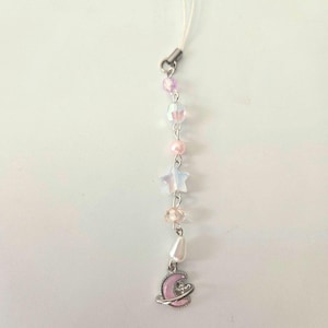 Celestial Moon Phone Charm: Y2K Coquette Beaded Keychain