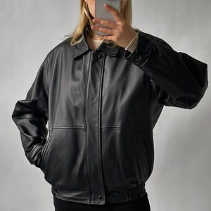 90s Leather Bomber - Etsy 90s Leather Bomber - Etsy