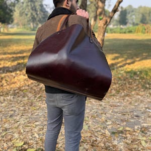 Personalized Leather log carrier bag | Firewood | indoor & Outdoor Log Carrier for winters |wood carrier | Storage log holder, gift for men