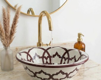 Ceramic Vessel Sink: Burgundy Handmade Smooth Basin (Multiple Sizes)