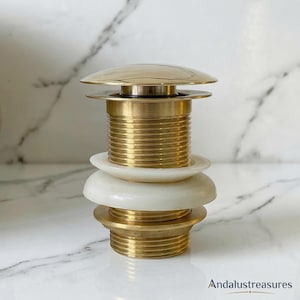 Brass Push Pop-Up Sink Drain - Unlacquered for Vessel Sinks