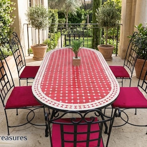 Mesa consola de mosaico, mesa con tablero de azulejos marroquíes zellige, muebles bohemios mediterráneos hechos a mano, regalo de inauguración de casa