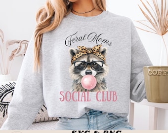 Raccoon Feral Moms Social Club Logo / SVG / PNG /Trending /Organic / Locally grown/ digital download /SVGs / Summer vibes / raccoon love