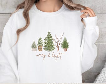 merry & bright winter trees Logo / SVG / PNG /Trending /pine trees /holiday / digital download /SVGs / Christmas
