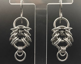 Chunky Chainmail Drop Earrings Stainless Steel Hook