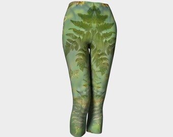Capris Leggings Fern Green/Yoga Wear/Organic/Free Delivery Canada/Festival Clothes