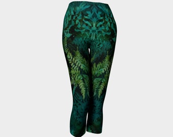 Capris Leggings Yoga Wear/Fern Green/Tie Dye/Festival Clothes/Free Shipping Canada/Eco Friendly/Made In Canada/Activewear/Boho Tights