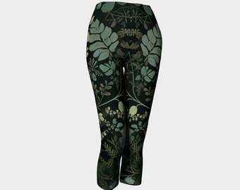 Capri Leggings Yoga Pants/Green Leggings/Festival Clothing/Free Delivery Canada