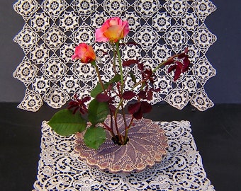 Mother's Day Gift, Pinwheel Doily Vase, Wheel Thrown Kiln-Fired Pottery Ikebana Vase