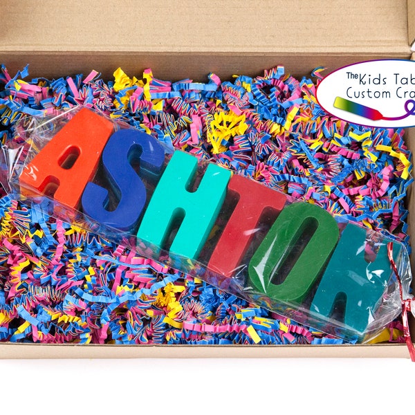 Name Crayons, Letters in crayon, Customize by choosing style and color for each crayon, birthday gifts, party favors, kids table