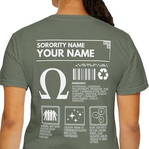 Camiseta unisex personalizada de hermandad, camiseta personalizada con letra griega, camiseta de hermandad universitaria, regalo para hermanas de fraternidad, camiseta personalizable de grupo