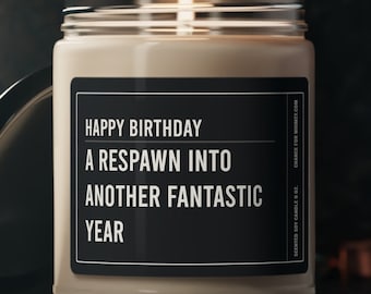 Gamer Birthday Candle, "Respawn" Scented Soy Candle, Gift For Him