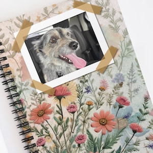 Personalized Embroidery Wildflower Themed Spiraled Personalized Journal, Notebook for Women Cottagecore Notebook, Flowery Girly Gift Journal
