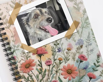 Personalized Photo Wildflower Spiral Notebook, Girly Gift Journal