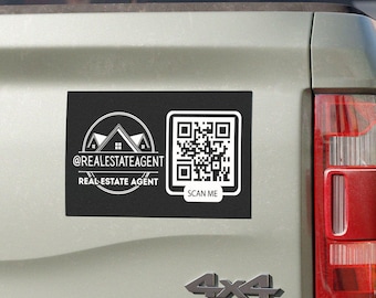 Custom Real Estate Agent QR Code Car Magnet: Personalized Realtor Marketing