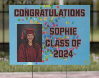 Personalized Graduation Photo Yard Sign, Class of 2024