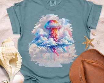 Watercolor Jellyfish Shirt, Vintage Medusa Graphic Tee