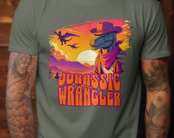 Western Dinosaur T-Shirt, Jurassic Wrangler Cowboy Dino Tee