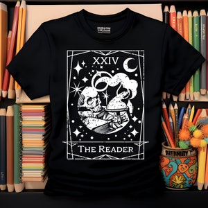 The Reader Tarot Card Comfort Colors Shirt, Skeleton Reading, Tarot Card Shirt, Book Lover Gift, Bookish Gift Tarot Lover Gift Booktok Tarot