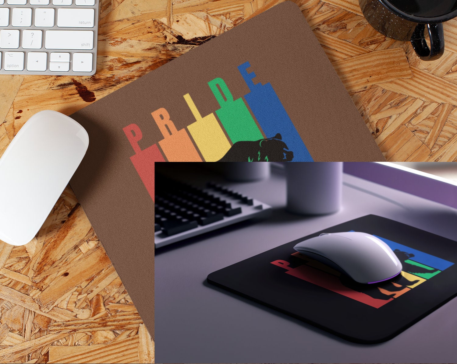 Gay Bear Pride Mouse Pad - Rainbow Icon - Perfect for Bad Work Days - Pride Desk Accessory to Brighten Your Office Struggles!