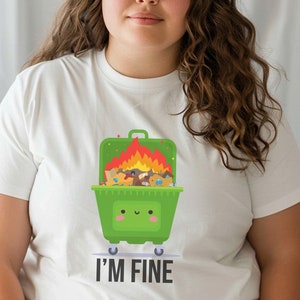Personalized Dumpster Fire T-Shirt This is Fine dark humor Funny Office Shirt Work Gift for Coworkers Drama Hot Garbage Dumpster Fire Funny